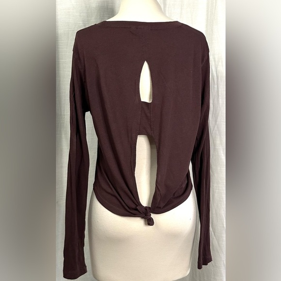 Mono B Tops - Mono B Womens Long Sleeve Shirt Purple Keyhole Back Activewear Size M